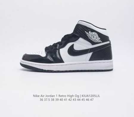 真二层 耐克 Nike Air Jordan 1 Retro High Og 乔丹一代aj1 乔1 Aj1 高帮篮球鞋复刻运动鞋 皮面高帮板鞋的设计灵感源自运动 - 点击图像关闭