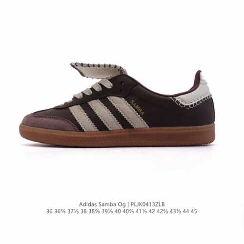 真标 阿迪达斯 德训鞋 经典复古低帮休闲运动慢跑鞋Wales Bonner X Adidas 2025 全新秋冬系列联名鞋款 经典运动板鞋。该鞋超大鞋舌采用皮革
