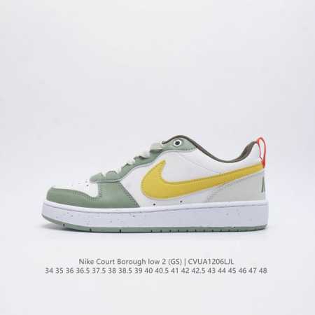 二层皮 耐克 Nike Court Borough Low 2 GS 小空军 低帮百搭透气休闲运动板鞋男女鞋 经典耐用的设计，兼顾舒适脚感和出众风范，演绎匠心之 - 点击图像关闭