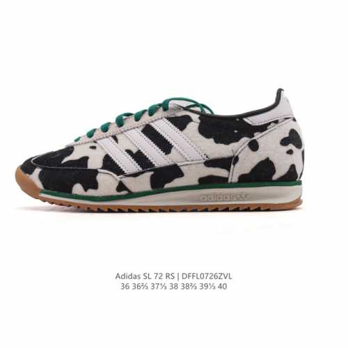 公司级 阿迪达斯Adidas Sl 72 Shoes 经典复古薄底运动鞋 T头鞋 三叶草复古休闲跑步鞋休闲运动鞋 奶牛印花鞋面 这款经典运动鞋携复古型格，来访你