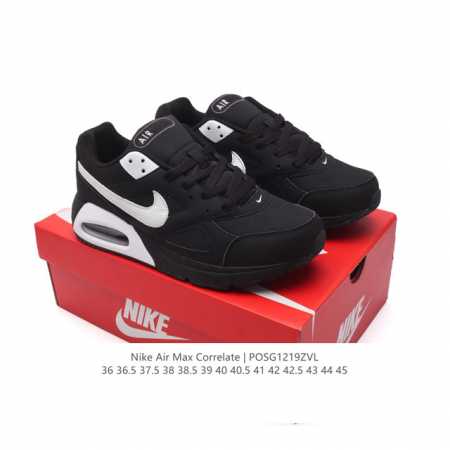 公司级 耐克 Nike Air Max Correlate 气垫缓震耐磨运动鞋时尚潮流休闲透气跑步鞋，选用网眼鞋面，脚感舒适透气。鞋舌、鞋侧及后跟处饰有品牌标识 - 点击图像关闭
