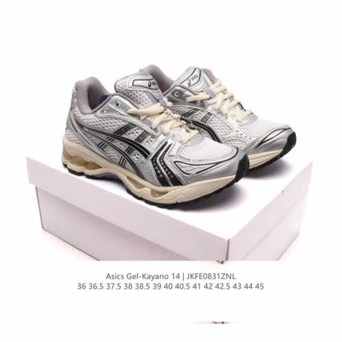 公司级 亚瑟士 Asics Gel-Kayano 14 公司级版本运动休闲透气专业缓震慢跑鞋。采用工程弹性双层再生网格密度鞋面材质，后跟3D可视Gel缓震乳胶物
