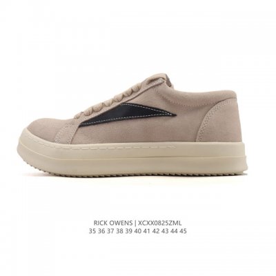 公司级 Rick Owens 复古百搭 时尚 舒适透气 耐磨 休闲鞋 市售最高版本 Rick Owens 瑞克 欧文斯 粗鞋带 低帮高街休闲运动板鞋 原鞋开发