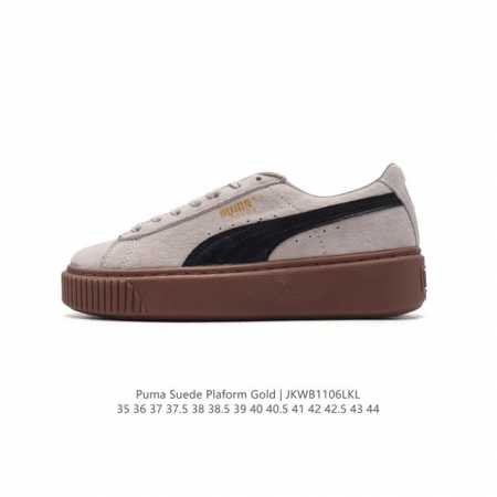 特价 彪马 PUMA Suede Platform Gold 蕾哈娜 厚底 松糕休闲百搭板鞋 复古潮男女鞋时尚运动鞋 货号: 397233 Size: 35-4 - 点击图像关闭