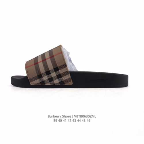 新品公司级 Burberry 巴宝莉 经典复古 时尚简约 网布透气 舒适轻便 露趾 平底 套穿 一字 拖鞋 4076218巴宝莉拖鞋！轻奢感拉满的夏日必备！整个