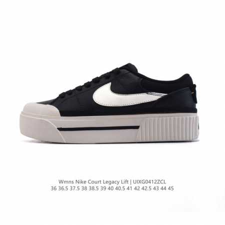 Nike 耐克 Court Legacy Lift 男女士运动鞋 运动厚底小白鞋 复古休闲鞋，上部和合成的 Strati 重叠,增加纹理、深度和透气性。 刺绣细 - 点击图像关闭