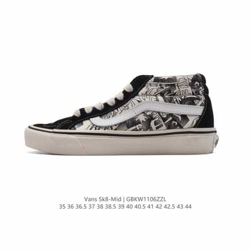 万斯Vans范斯 经典系列 SK8-Mid 中帮帆布拼接鞋 休闲运动硫化板鞋 情侣鞋时尚复古男女鞋。 类型：男女鞋 码数：35 36 36.5 37 38 38