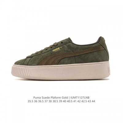 puma Suede plarfotm Cold 彪马 猪八戈 烫金标 舒适脚感 厚底增高松糕底 休闲百搭板鞋 尺码：35.5-44含半码 编码：Iumt112