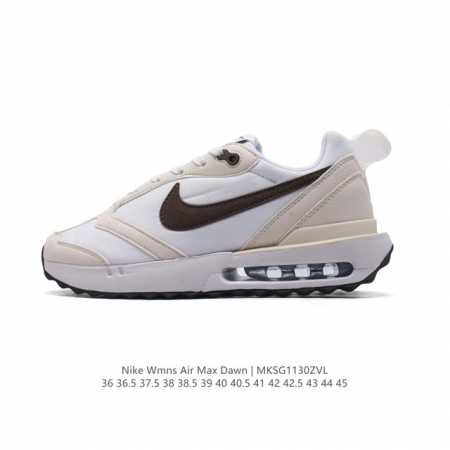 公司级 耐克 Nike Air Max Dawn 黎明系列 低帮气垫百搭休闲运动慢跑鞋，从配色上彰显出浓厚的复古气质。最大的亮点当属鞋型设计上加入结构元素，汲取 - 点击图像关闭