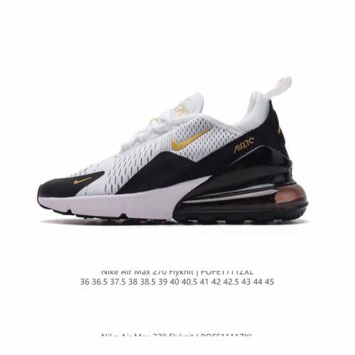 公司级 耐克 NIKE AIR MAX 270 FLYKNIT 混合科技 透气后掌半气垫慢跑鞋 气垫跑步鞋 其后跟采用 Nike 大型 Air 气垫，加上具有非