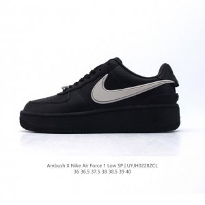 高品质 耐克 空军一号 Af1 低帮休闲板鞋 Ambush X Nk Air Force 1'07 Low Sp 空军一号联名标志性的Swoosh延伸至鞋跟之外