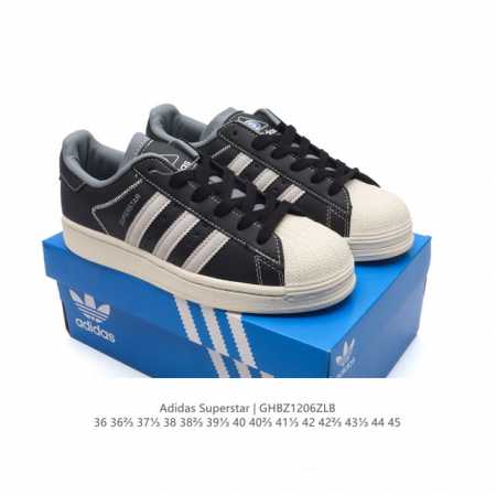阿迪达斯 新款 Adidas Superstar 三叶草 经典贝壳头系列 新款休闲板鞋潮流男女士运动鞋 。鞋面柔软皮革材质 标志性的贝壳鞋头，锯齿三条纹，简约的 - 点击图像关闭