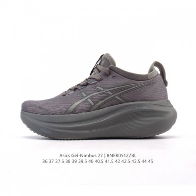 公司级 Asics亚瑟士升级Gel-Nimbus 27男女同款跑鞋透气缓震回弹跑鞋N27跑步鞋该鞋款专为提高跑者舒适度和运动表现而设计，搭载了新型鞋面材料和更强