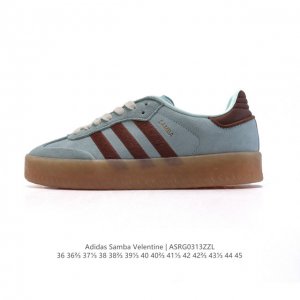 140 Adidas/阿迪达斯 男女同款运动鞋 三叶草Samba Velentine 休闲鞋 德训鞋 复古板鞋经典运动鞋。一款阿迪达斯的Samba面包鞋，该鞋具