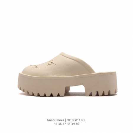 gucci 古驰 2024夏最新 时尚潮流百搭女士拖鞋 双g老花一字拖 厚底增高女士凉拖鞋 沙滩鞋休闲舒适拖鞋。 尺码：35-40 编码：Oitb0811Zcl - 点击图像关闭