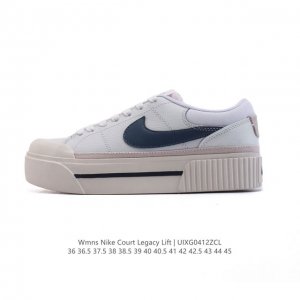 Nike 耐克 Court Legacy Lift 男女士运动鞋 运动厚底小白鞋 复古休闲鞋，上部和合成的 Strati 重叠,增加纹理、深度和透气性。 刺绣细