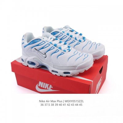 nike 耐克 男女子休闲鞋气垫缓震跑步鞋 Air Max Plus 运动鞋 造型超讨喜！鞋面以帆布和织物材质包裹，保证了轻薄透气，更适合夏季穿着。鞋侧 鱼骨