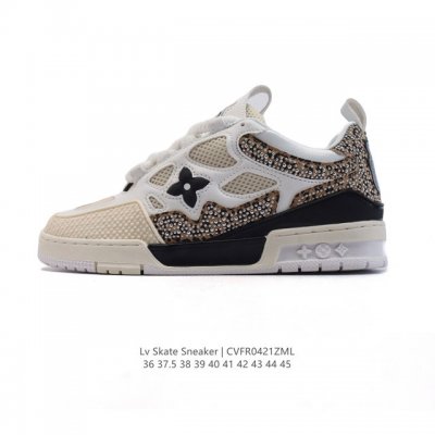 新款公司级 Lv Skate Sneaker 路易威登 水钻系带 时尚低帮 2025年新款运动板鞋 蛇年限定 2025 Lv 路易威登 Skate豹纹铆钉休闲运