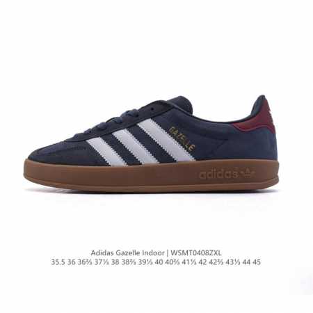 阿迪达斯 Adidas Originals Gazelle Indoor复古三叶草防滑透明橡胶板鞋经典运动鞋。这款经典鞋,忠于原版设计,缀撞色三条纹和鞋跟饰片。 - 点击图像关闭