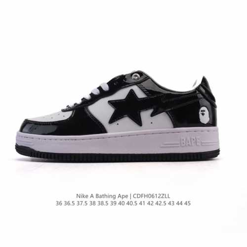 Bathing Ape 安逸猿 男女同款气垫运动鞋复古板鞋 升级原楦原纸版数据开发，采用超软皮革鞋面材质，内置全掌Air Sole气垫定制联乘，日本里原宿潮流品