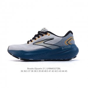 200 【公司级】Brooks 布鲁克斯 男女子专业缓震跑步鞋Glycerin甘油21运动厚底增高老爹鞋。特别适合大体重和低足弓跑者。相比前一代，21Gt的中底