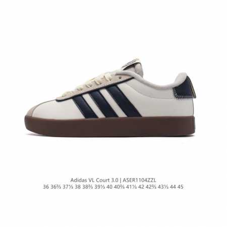 阿迪达斯 ADIDAS VL COURT 3.0 SHOES 网球运动休闲板鞋 T头鞋 这款adidas经典运动鞋，兼具休闲范和精致感，百搭皆有型。皮革鞋面缀标 - 点击图像关闭
