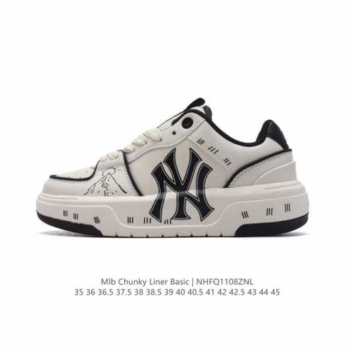 公司级 MLB Chunky Liner Basic 人气单品学长鞋系列轻量增高厚底百搭休闲运动板鞋 男女轻便胶鞋 高级街头休閒品牌鞋。MLB CHUNKY L