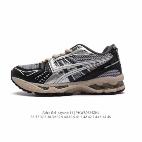 亚瑟士 Asics Gel-Kayano 14 公司级版本运动休闲透气专业缓震慢跑鞋。采用工程弹性双层再生网格密度鞋面材质，后跟3D可视Gel缓震乳胶物料，升级