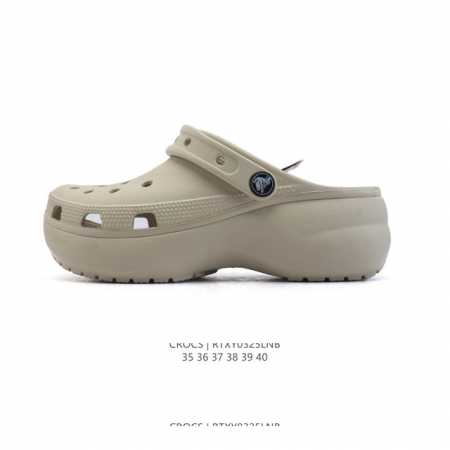 80 crocs 沙滩洞洞鞋 云朵 女士休闲厚底增高凉拖鞋 卡骆驰明星同款 厚底增高凸显大长腿沙滩鞋 选择尺码时 建议选大一码 脚感更舒适 这款没有鞋盒 类型： - 点击图像关闭