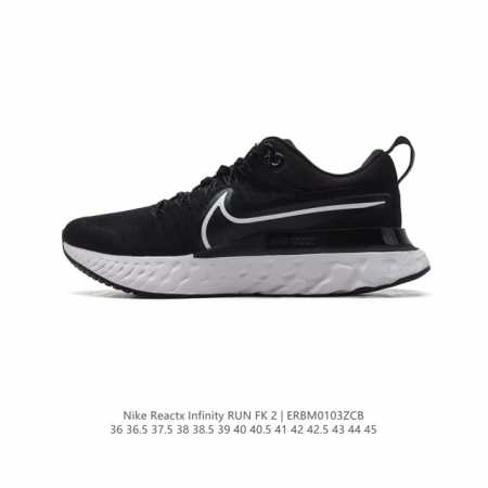 耐克 Nike React Infinity Run Fk 2 男女缓震泡棉跑步鞋，厚底增高运动老爹鞋。这双跑鞋的设计非常时尚，以白色为主色调，搭配浅灰色的鞋面 - 点击图像关闭