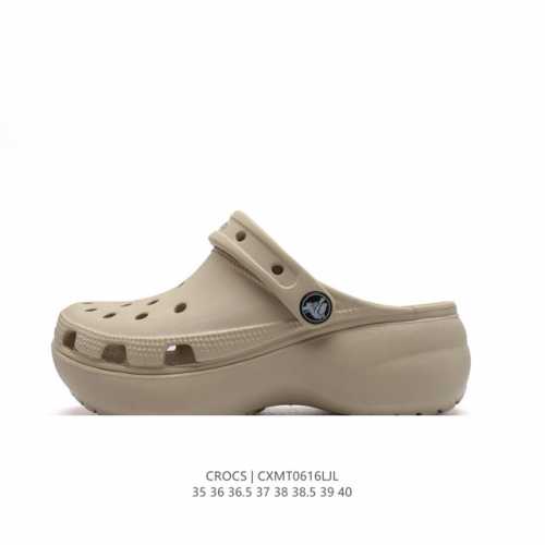 Crocs 沙滩洞洞鞋 女休闲厚底增高凉拖鞋 卡骆驰杨幂同款 厚底增高凸显大长腿沙滩鞋 选择尺码时 建议选大一码 脚感更舒适 这款没有鞋盒 类型：女鞋 尺码：3
