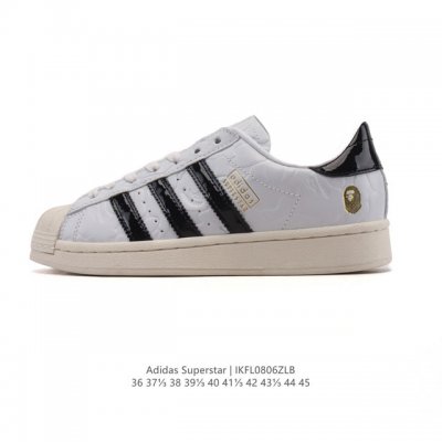 阿迪达斯 Adidas Sstr V Bape 2025年新款鞋子 蛇年新款经典贝壳头系列 新款休闲板鞋潮流男女士运动鞋 阿迪达斯 与 Bape 联名的 Sst