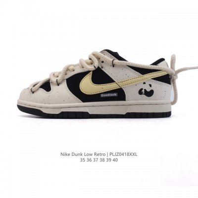 公司级 耐克 Nike Dunk Low Retro 运动鞋 2025年新款 熊猫 经典复古板鞋 解构绑带 双鞋带。作为 80 年代经典篮球鞋款，起初专为硬木球