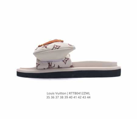 Lv 拖鞋系列 Louis Vuitton 沙滩休闲拖鞋 Louis Vuitton Lv 路易威登 潮流经典魔术贴一字拖鞋延续经典 上脚舒适性极好 鞋轻不跑脚 - 点击图像关闭