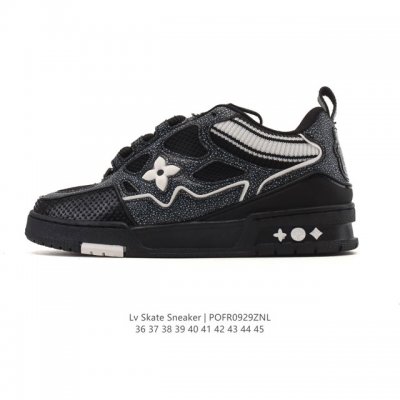 帝王版 Lv Skate Sneaker 路易威登 2025年新款运动板鞋 蛇年限定 春夏秀场初次亮相，此次以粒面牛皮革焕新呈现。加垫鞋领和鞋舌援引滑板鞋设计，