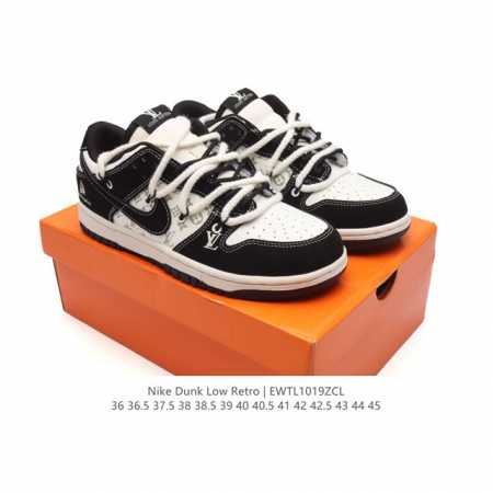 耐克 男女鞋 Nike Dunk Low 运动鞋解构绑带 双鞋带 复古板鞋，尽情迈步，彰显个性风采。路易威登联名 采用柔软皮革鞋面，经久耐穿，塑就如元年款 Du - 点击图像关闭