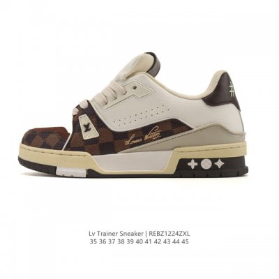 公司级 路易威登 Louis Vuitton Lv路易威登板鞋 时尚运动鞋潮厚底增高男鞋。舒适防滑底和百搭性霸屏整个时尚娱乐圈，细节调整完美主义！采用柔软皮革拼