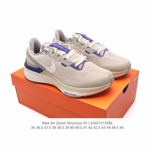公司级耐克 Nike Air Zoom Structure 25 轻量跑鞋厚底增高老爹鞋。鞋面采用透气工程网眼材质制作。鞋身整体轻盈舒适透气,鞋子颜色以白灰色为