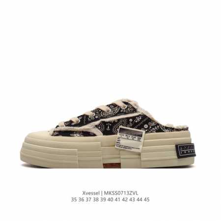 公司级 吴建豪个人新锐品牌xvessel G.O.P Mule Slip On 重工解构厚底软木运动鞋 百搭乞丐风增高帆布面板鞋休闲男女鞋 包头运动拖鞋，古法手 - 点击图像关闭