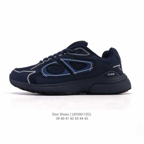 Dior迪奥 男鞋 D-Connect 氯丁橡胶运动鞋 厚底增高老爹鞋 外贸平台专供。官方19Ss走秀款 采用透明橡胶镶片设计 高弹力透气针织面，鞋带饰以“Di