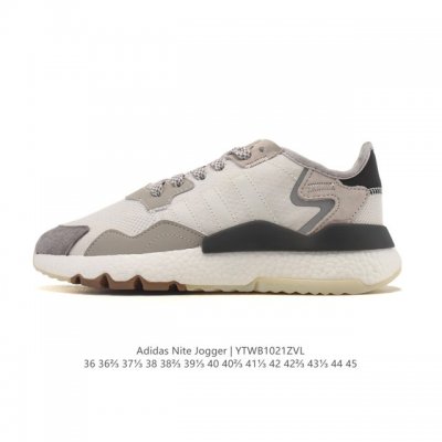 阿迪达斯 Adidas Nite Jogger 全新配色王嘉尔代言款男女士运动鞋，透气网面鞋面 夜行者 3M反光 真爆大底复古跑鞋。 针织透气网布搭配皮革拼接打