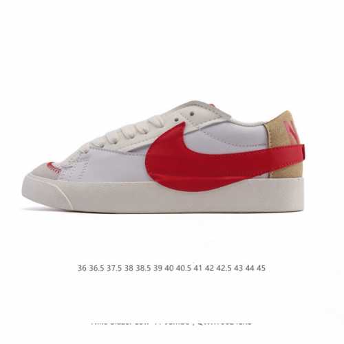 二层皮 耐克 Nike Blazer Low '77 Jumbo 男女子运动鞋抓地板鞋 经典街头人气鞋款，采用人气传统外观，巧搭大号耐克勾勾设计和宽大鞋带。柔软
