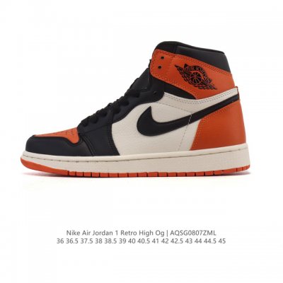 公司级 耐克 男女款运动板鞋 Nike Air Jordan 1 Retro High Og 乔丹一代Aj1 乔1 Aj1 篮球鞋复刻运动鞋。皮面高帮板鞋的设计