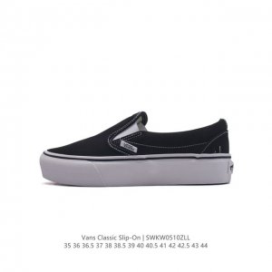 万斯 Vans Classic Slip-On 范斯经典低帮百搭一脚蹬休闲板鞋帆布情侣鞋 类型：男女鞋 码数：35-44 硫化半码 编码：Swkw0510Zll