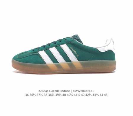 阿迪达斯 Adidas Originals Gazelle Indoor 复古三叶草防滑透明橡胶板鞋经典运动鞋。这款经典鞋,忠于原版设计,缀撞色三条纹和鞋跟饰片 - 点击图像关闭