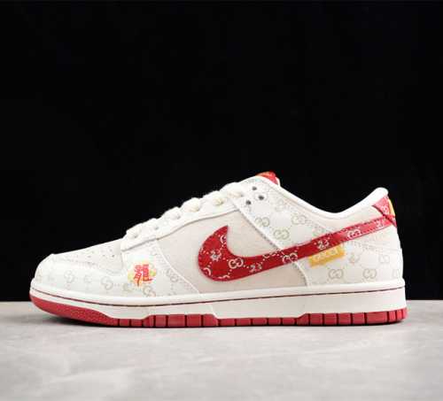 Gucci X Nk Dunk Low 古驰联名创作-红龙 Sb低帮休闲板鞋 Fc1688-158 #中国龙为主题 融入意大利设独特的创意和革新 鞋面采用小牛皮