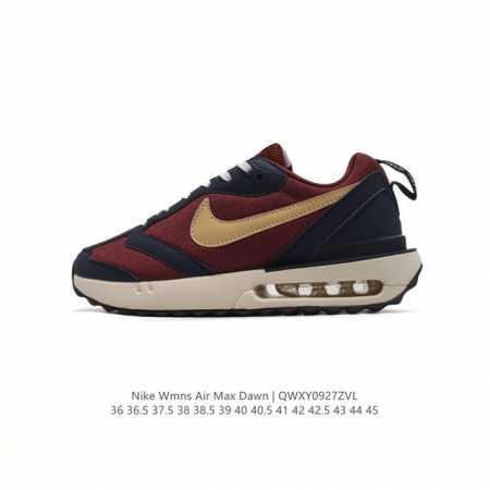 耐克 Nike Air Max Dawn 黎明系列 低帮气垫百搭休闲运动慢跑鞋，从配色上彰显出浓厚的复古气质。最大的亮点当属鞋型设计上加入结构元素，汲取1984 - 点击图像关闭