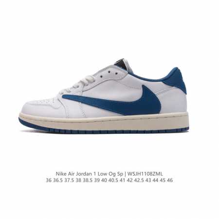 公司级 头层皮 真标 耐克 Nike Air Jordan 1 Low OG SP Military Blue AJ1乔1 倒勾低帮篮球鞋 AJ1 乔丹1代 a - 点击图像关闭