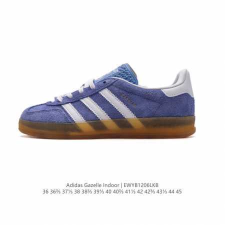 阿迪达斯 Adidas Originals Gazelle Indoor复古三叶草防滑透明橡胶板鞋经典运动鞋。这款经典鞋,忠于原版设计,缀撞色三条纹和鞋跟饰片。 - 点击图像关闭