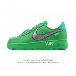 公司级 耐克Nike Off-White X Air Force 1 Ow联名空军一号厚底增高运动板鞋 鞋款延续了此次联名的设计风格，鞋身内侧同样印有大面积标语